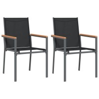 vidaXL 3 Piece Patio Dining Set Black Textilene and Steel