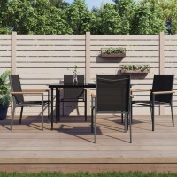 vidaXL 5 Piece Patio Dining Set Black Textilene and Steel