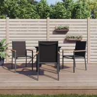 vidaXL 5 Piece Patio Dining Set Black Textilene and Steel