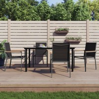 vidaXL 5 Piece Patio Dining Set Black Textilene and Steel