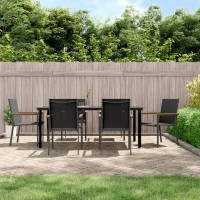 vidaXL 7 Piece Patio Dining Set Black Textilene and Steel