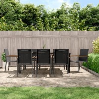 vidaXL 9 Piece Patio Dining Set Black Textilene and Steel