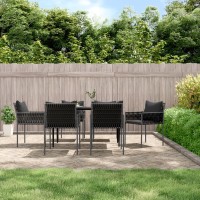 vidaXL 7 Piece Patio Dining Set with Cushions Poly Rattan and Steel