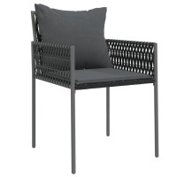 vidaXL 7 Piece Patio Dining Set with Cushions Poly Rattan and Steel