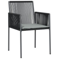 vidaXL 5 Piece Patio Dining Set with Cushions Black Poly Rattan and Steel