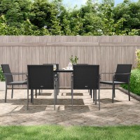 vidaXL Patio Chairs with Cushions 6 pcs Black 22