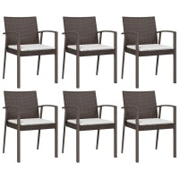 vidaXL Patio Chairs with Cushions 6 pcs Brown 22.2