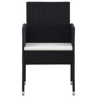 vidaXL Patio Chairs with Cream White Cushions 4 pcs Black Poly Rattan