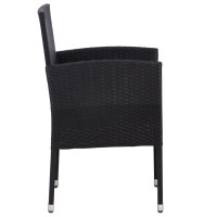 vidaXL Patio Chairs with Cream White Cushions 4 pcs Black Poly Rattan