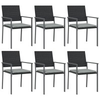 vidaXL Patio Chairs with Cushions 6 pcs Black 21.3