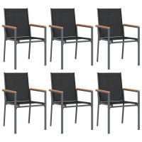 vidaXL Patio Chairs 6 pcs Black 21.7