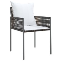 Vidaxl Patio Chairs With Cushions 4 Pcs Brown 21.3X24X32.7 Poly Rattan