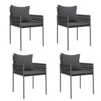 Vidaxl Patio Chairs With Cushions 4 Pcs Black 21.3X24X32.7 Poly Rattan