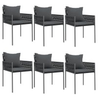 Vidaxl Patio Chairs With Cushions 6 Pcs Black 21.3X24X32.7 Poly Rattan