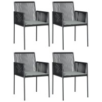 Vidaxl Patio Chairs With Cushions 4 Pcs Black 21.3X23.8X32.9 Poly Rattan