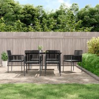 vidaXL Patio Chairs with Cushions 6 pcs Black 21.3