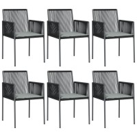 vidaXL Patio Chairs with Cushions 6 pcs Black 21.3