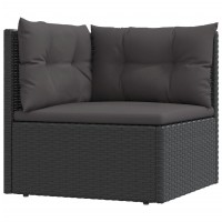 vidaXL 7 Piece Patio Lounge Set with Cushions Black Poly Rattan