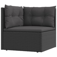 vidaXL 8 Piece Patio Lounge Set with Cushions Black Poly Rattan