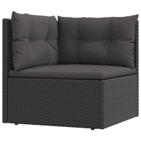 vidaXL 5 Piece Patio Lounge Set with Cushions Black Poly Rattan