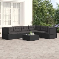 vidaXL 6 Piece Patio Lounge Set with Cushions Black Poly Rattan