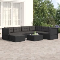 vidaXL 7 Piece Patio Lounge Set with Cushions Black Poly Rattan