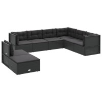 vidaXL 8 Piece Patio Lounge Set with Cushions Black Poly Rattan