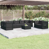 vidaXL 8 Piece Patio Lounge Set with Cushions Black Poly Rattan