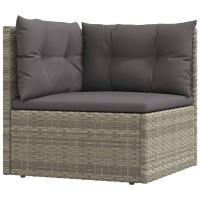 vidaXL 7 Piece Patio Lounge Set with Cushions Gray Poly Rattan