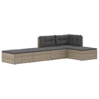 vidaXL 5 Piece Patio Lounge Set with Cushions Gray Poly Rattan