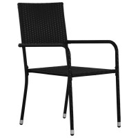 vidaXL Patio Dining Chairs 2 pcs Stackable Black Poly Rattan