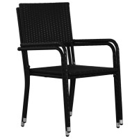 vidaXL Patio Dining Chairs 2 pcs Stackable Black Poly Rattan