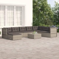 vidaXL 8 Piece Patio Lounge Set with Cushions Gray Poly Rattan