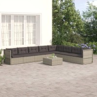 Vidaxl 8 Piece Patio Lounge Set With Cushions Gray Poly Rattan