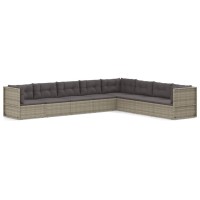 Vidaxl 8 Piece Patio Lounge Set With Cushions Gray Poly Rattan