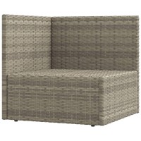 vidaXL 6 Piece Patio Lounge Set with Cushions Gray Poly Rattan