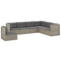 Vidaxl 7 Piece Patio Lounge Set With Cushions Gray Poly Rattan