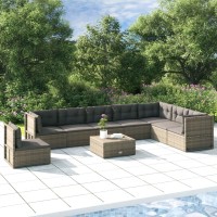 Vidaxl 8 Piece Patio Lounge Set With Cushions Gray Poly Rattan