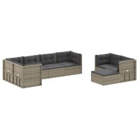 Vidaxl 8 Piece Patio Lounge Set With Cushions Gray Poly Rattan