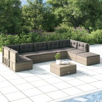 Vidaxl 8 Piece Patio Lounge Set With Cushions Gray Poly Rattan