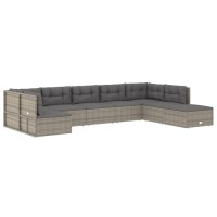 Vidaxl 8 Piece Patio Lounge Set With Cushions Gray Poly Rattan