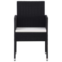 vidaXL Patio Chairs with Cream White Cushions 2 pcs Black Poly Rattan