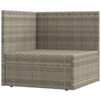 vidaXL 10 Piece Patio Lounge Set with Cushions Gray Poly Rattan