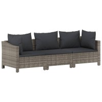 Vidaxl 3 Piece Patio Lounge Set With Cushions Gray Poly Rattan