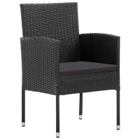 vidaXL Patio Chairs with Black Cushions 2 pcs Black Poly Rattan