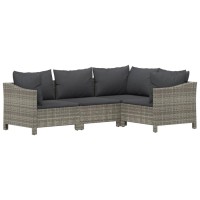Vidaxl 4 Piece Patio Lounge Set With Cushions Gray Poly Rattan