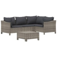 Vidaxl 5 Piece Patio Lounge Set With Cushions Gray Poly Rattan