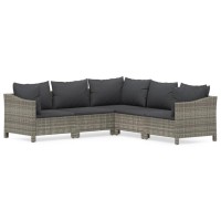 Vidaxl 5 Piece Patio Lounge Set With Cushions Gray Poly Rattan