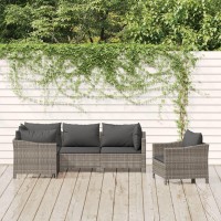 Vidaxl 5 Piece Patio Lounge Set With Cushions Gray Poly Rattan