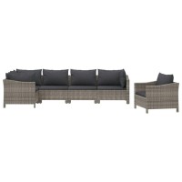 Vidaxl 6 Piece Patio Lounge Set With Cushions Gray Poly Rattan